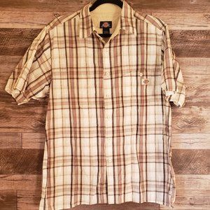 Dickies Brown Plaid Button Down Size L